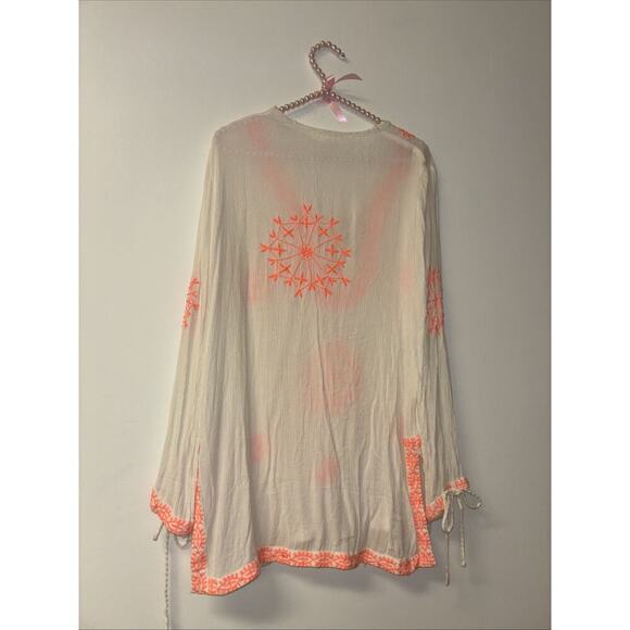 Lucky & Co Linen Dress Boho Lagenlook Women Medium Oversized Embroidered Peasant - Picture 6 of 6